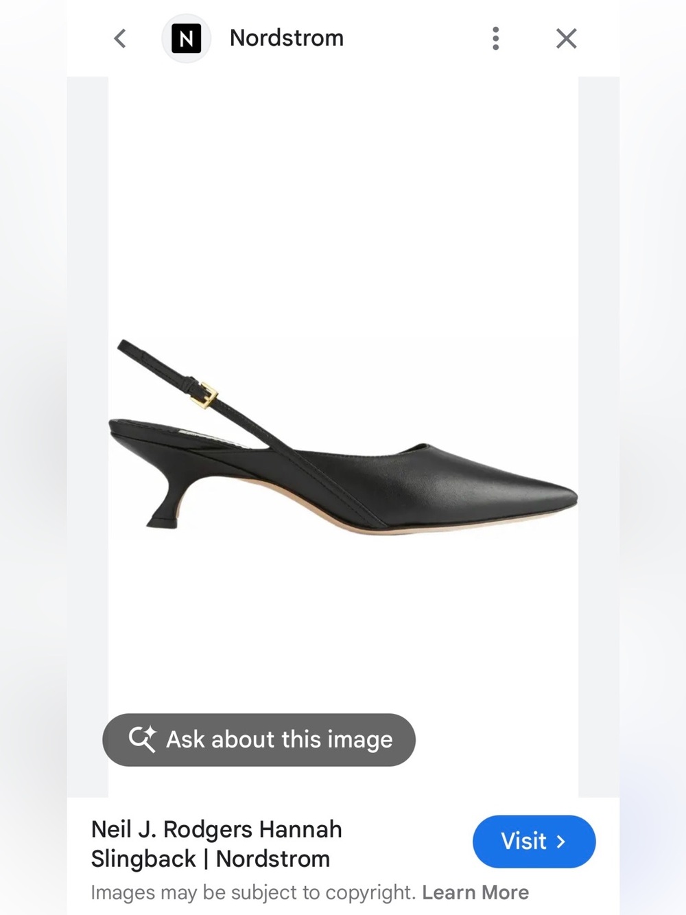 Neil J. Rodgers Black Pointed-Toe Slingback Kitten Heels - Picture 8 of 10